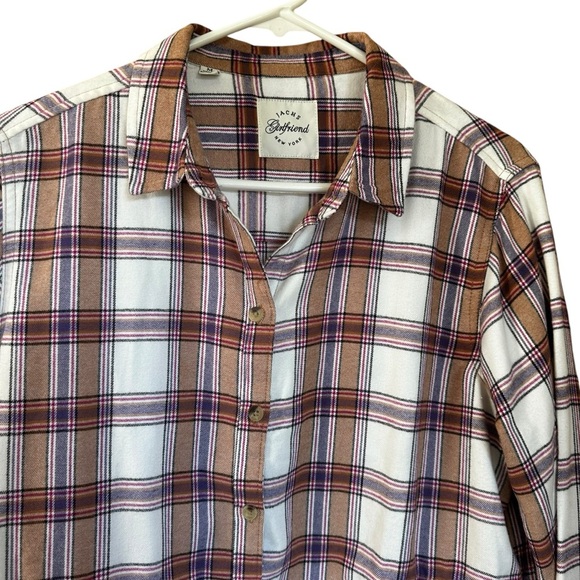 Jachs Flannel Girlfriend Fit Pockets Brown Purple Sz M - Picture 3 of 8